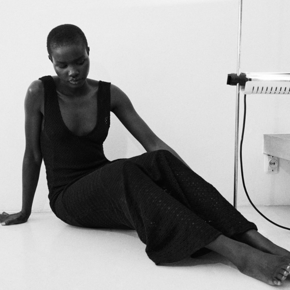 LONG V-NECK DRESS WITH STRAPS - Picture 4 of 9